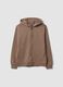 Beige organic cotton zip-up hoodie for boys, relaxed fit_0