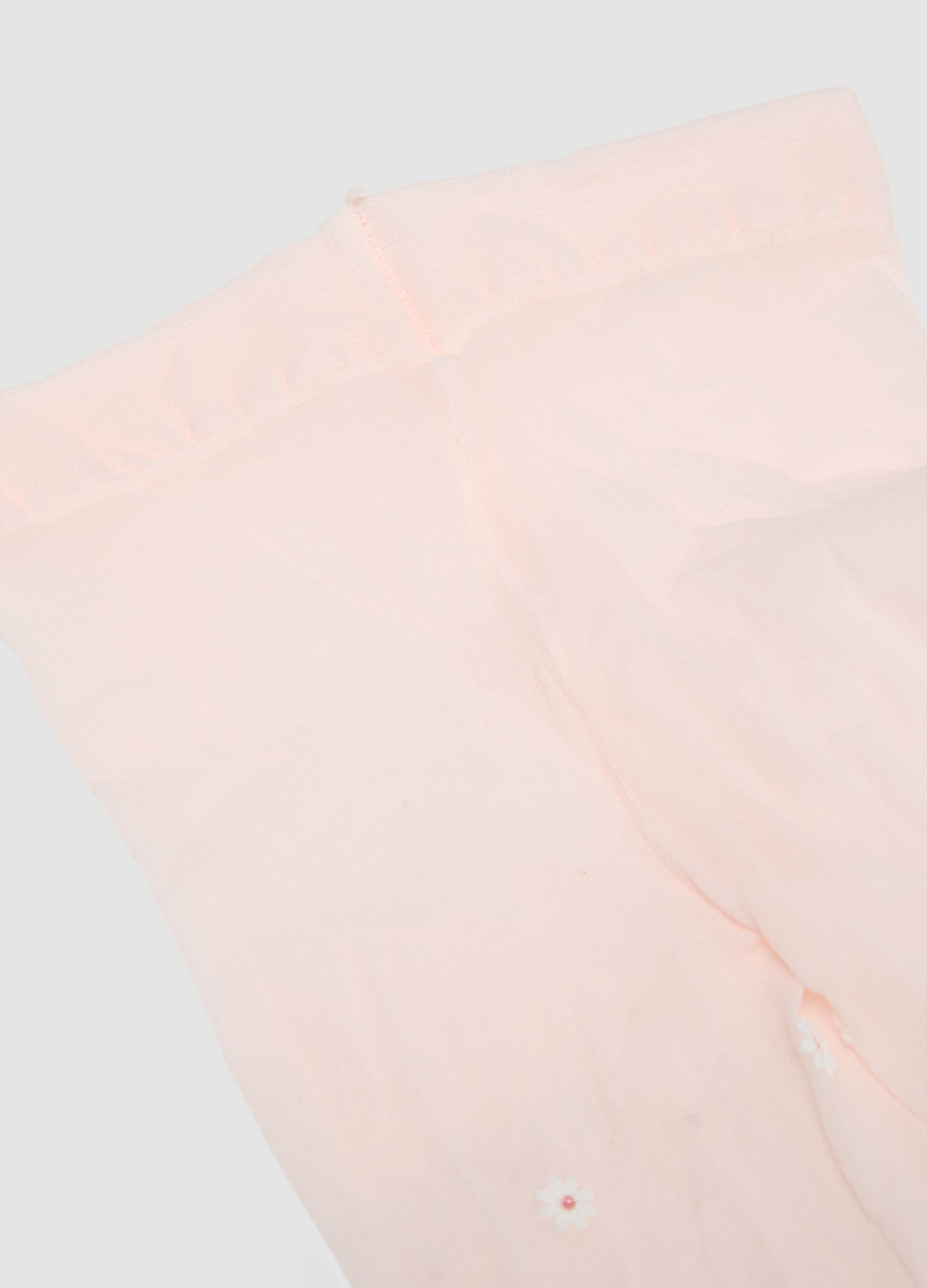Pink Stretch Tights for Girls with Daisies
