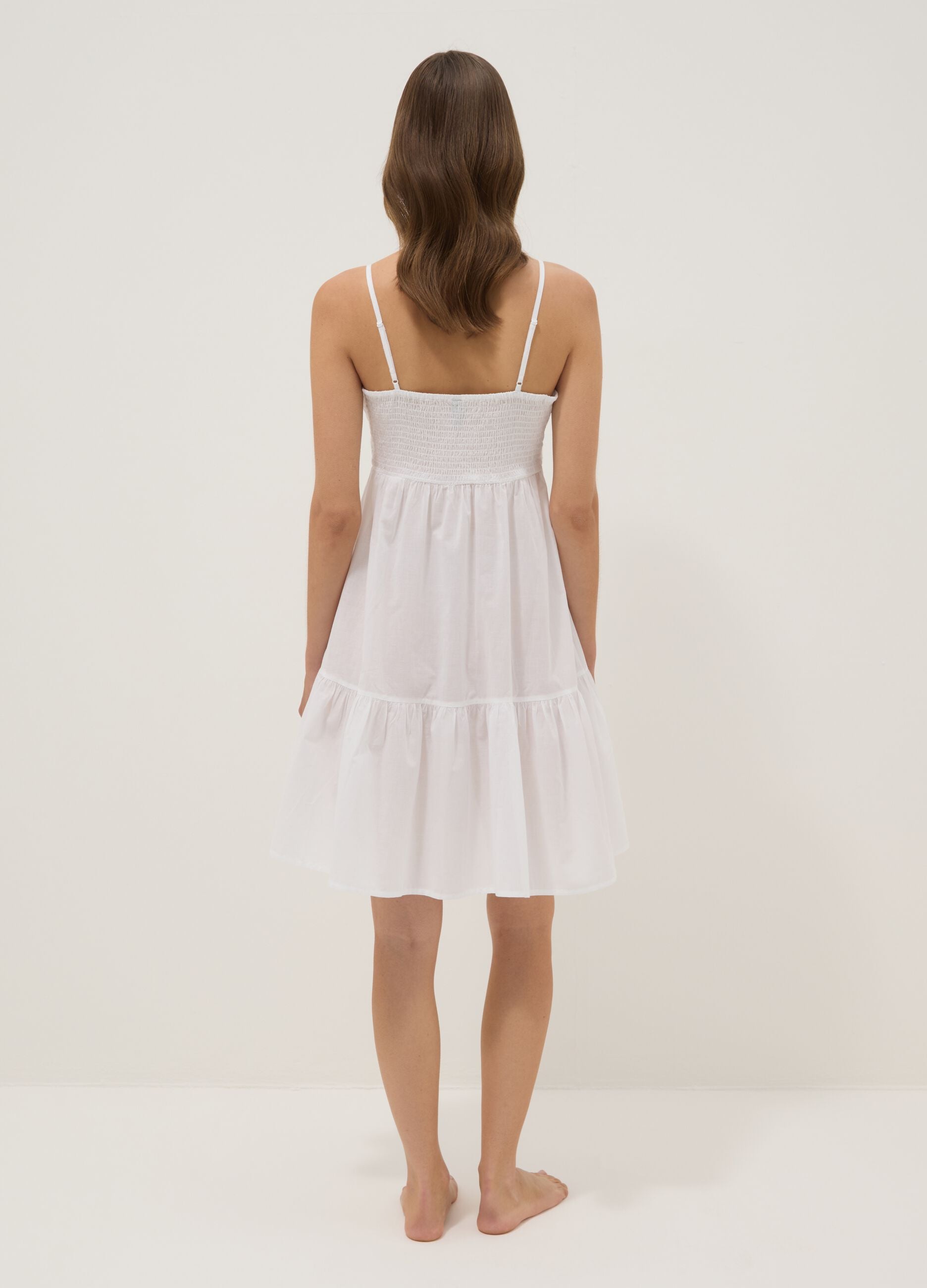 White organic cotton nightdress with straps