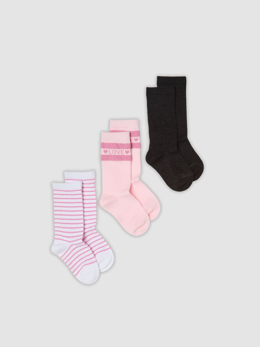 3-pack of pink mid-calf socks in stretch organic cotton_0
