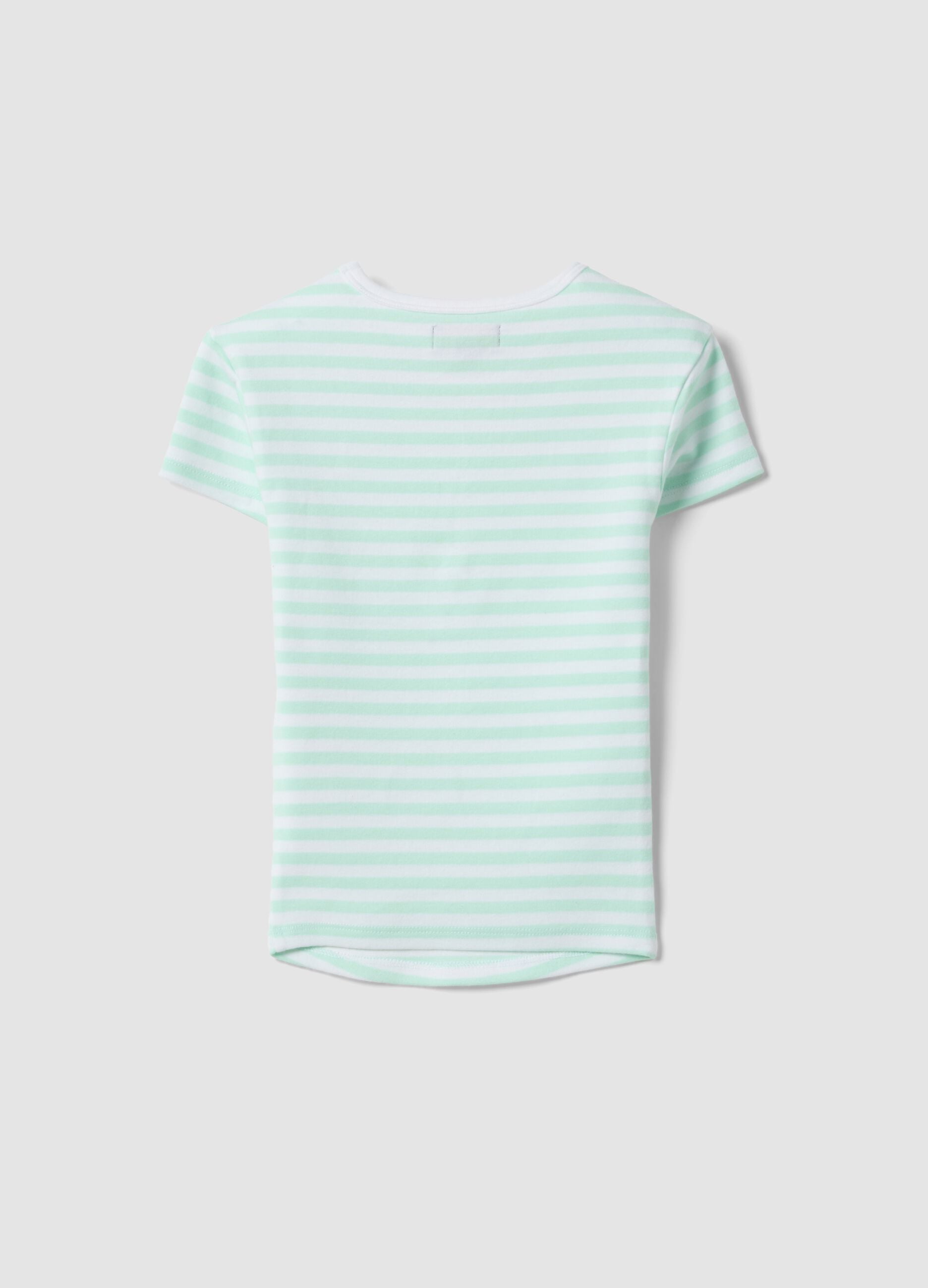 Girls&rsquo; fitted stretch-cotton multicolour striped T-shirt