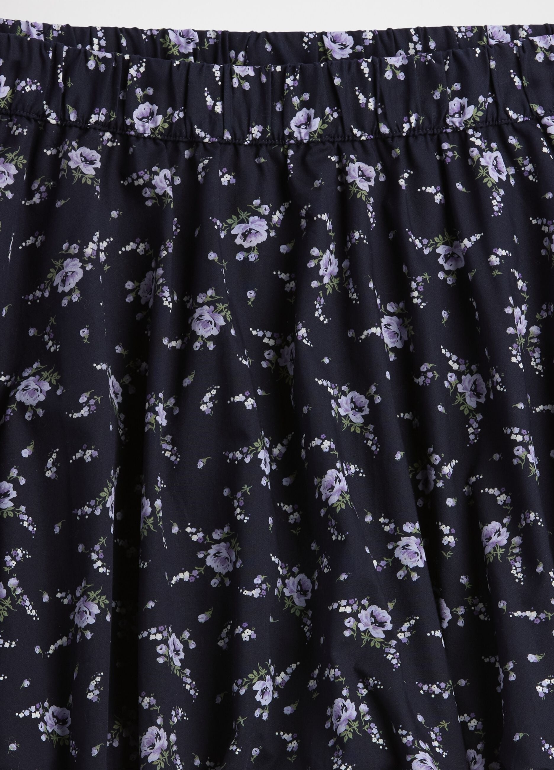 Blue cotton skirt with flowers