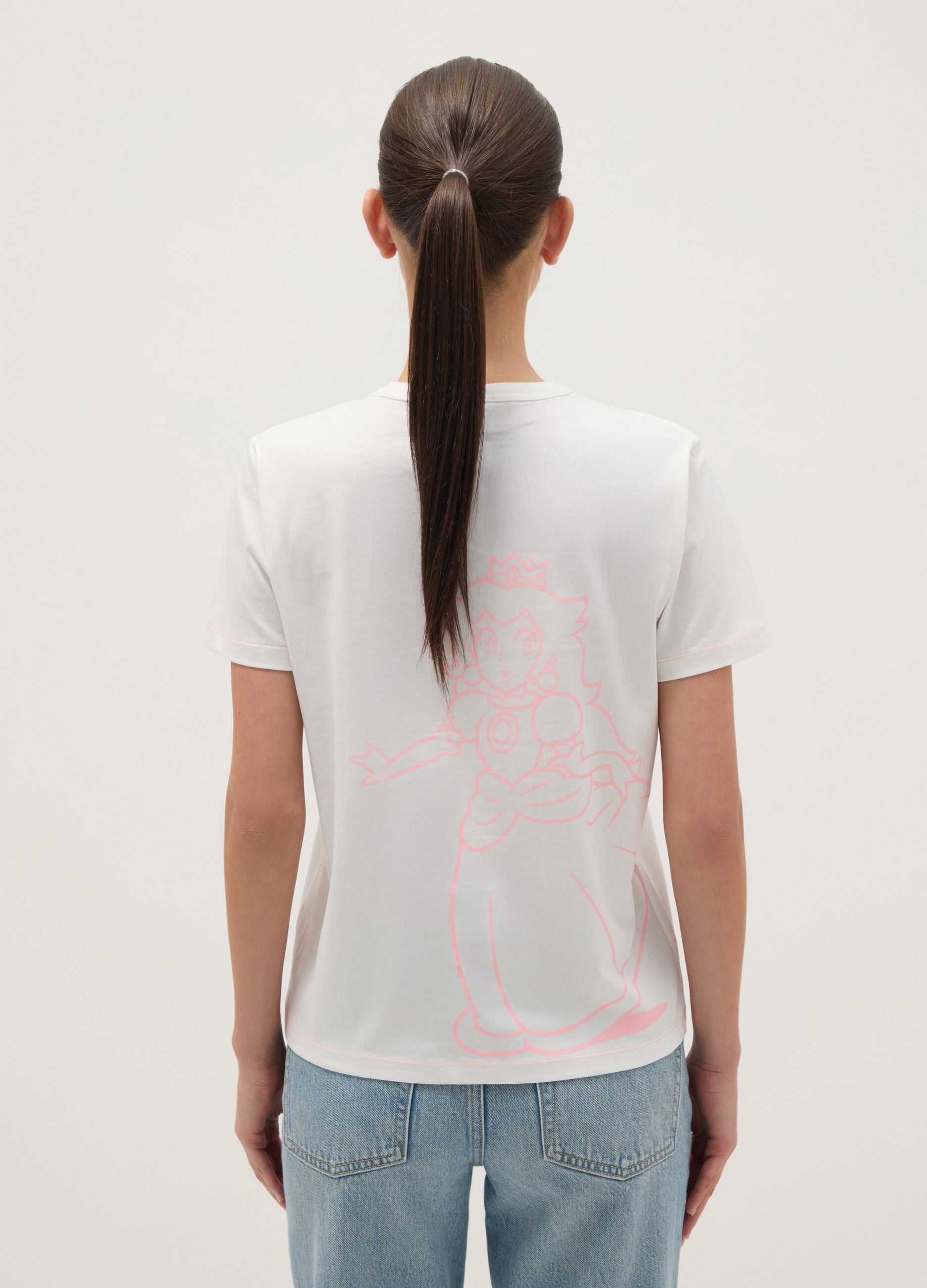 White pure cotton regular fit t-shirt with print
