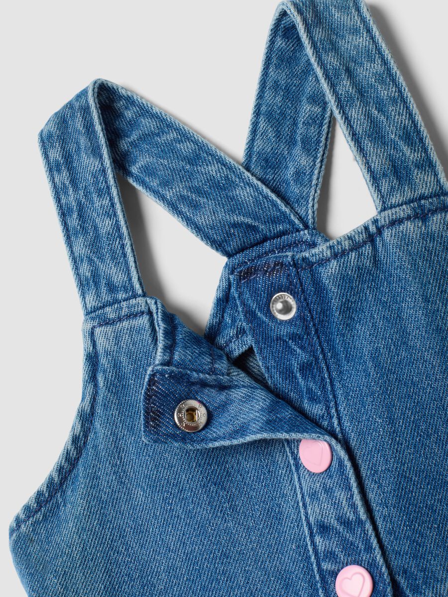 Blue denim cotton and viscose blend dress with Lilo & Stitch print for baby girl_3