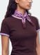 Brown fitted stretch-cotton T-shirt with contrast trims_3