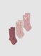 3-pack of pink knee-high socks in stretch fabric_0