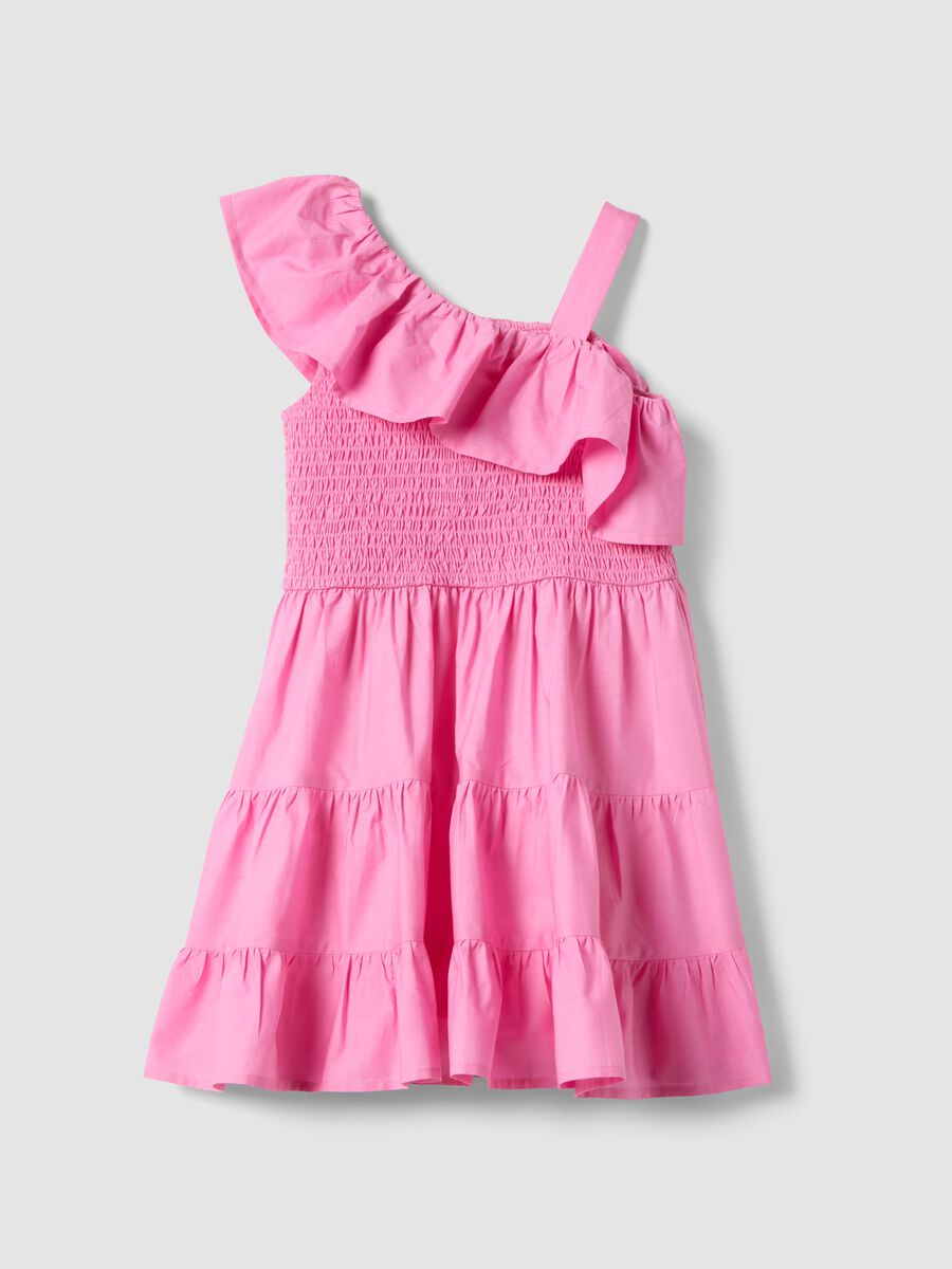 Girls' Pink Sleeveless Pure Cotton Dress with Ruffle Detail_0