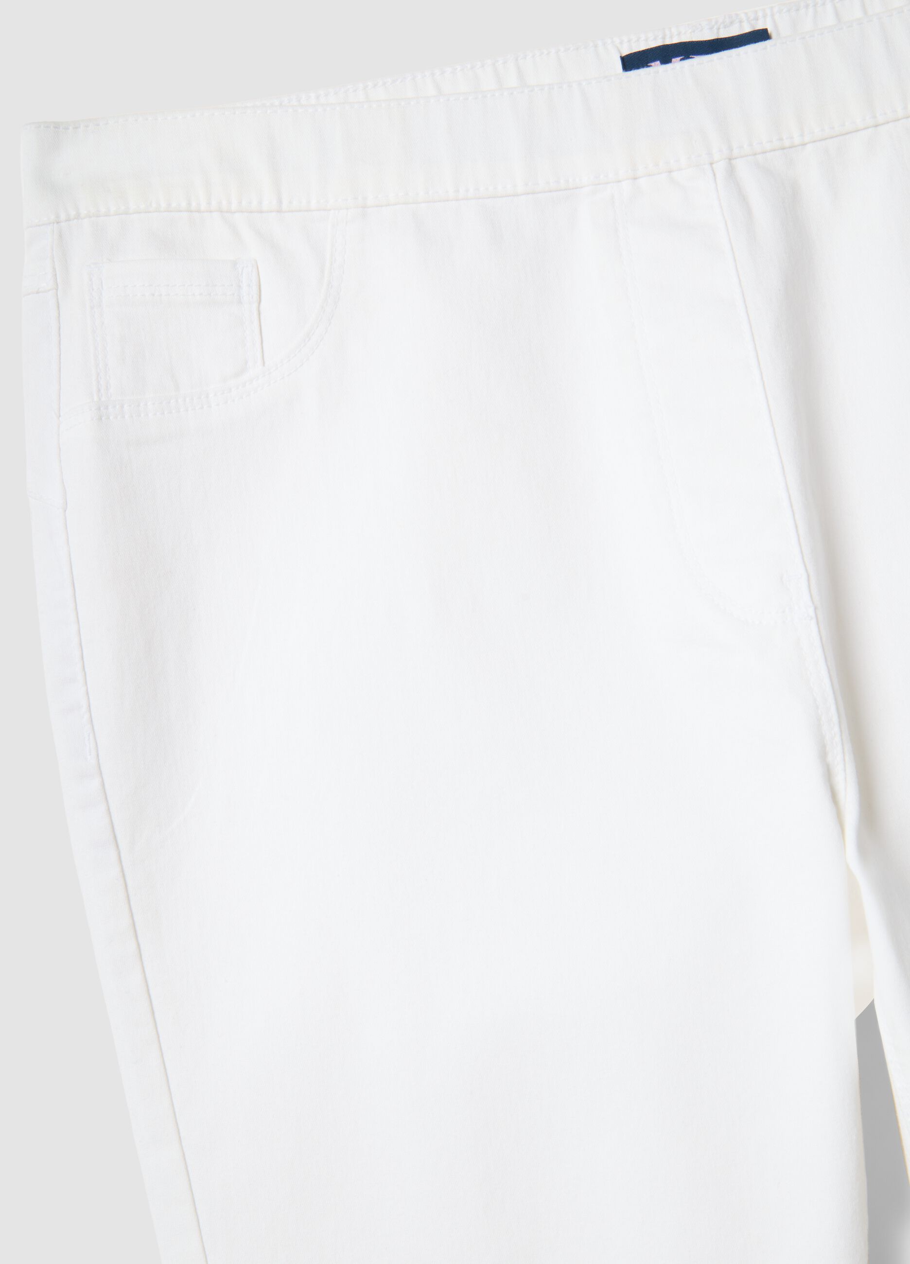 White slim fit stretch cotton blend trousers
