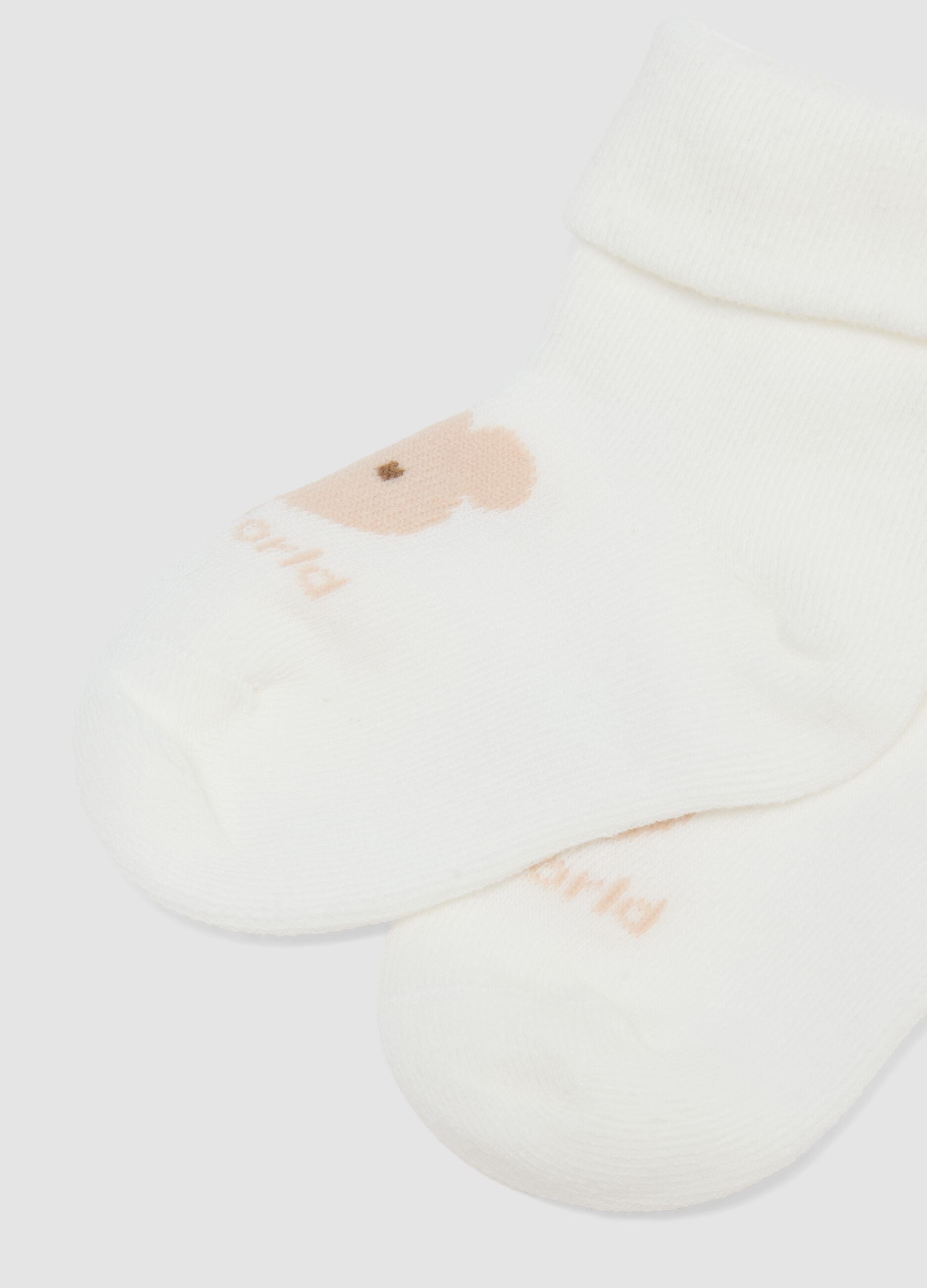 Twin pack of short socks in organic cotton blend multicolour for newborn