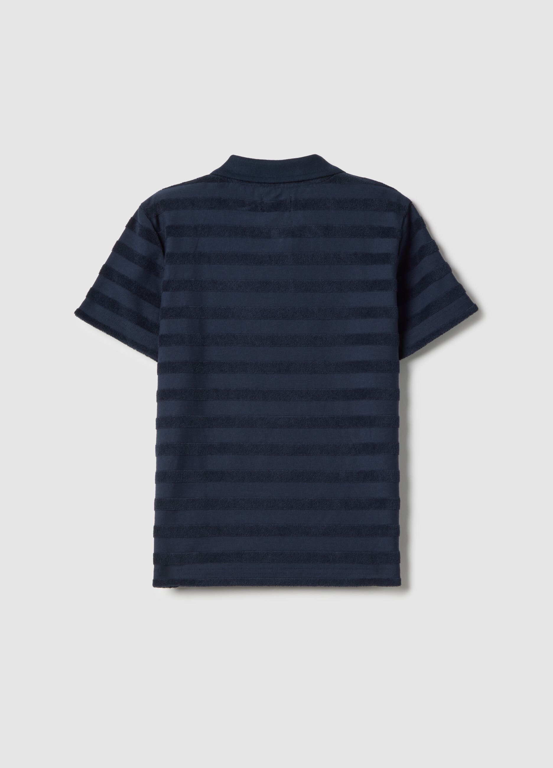 Regular fit blue striped pure cotton polo shirt for boys