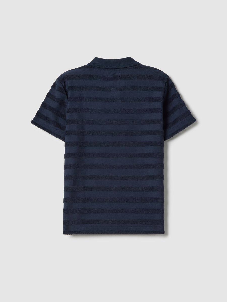 Polo in puro cotone a righe blu regular fit per bambino_1