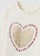 White organic cotton T-shirt with heart print for girls_2
