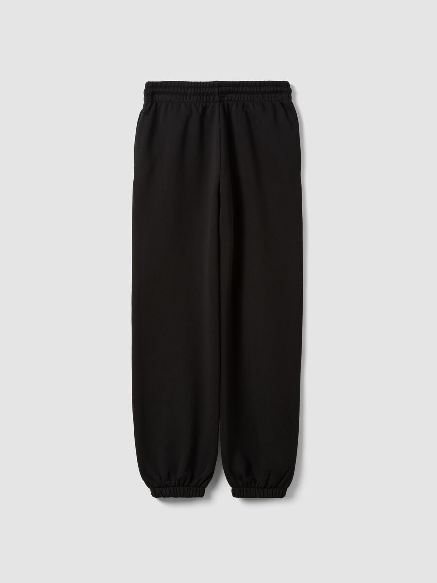 Black cotton-blend joggers with elasticated waistband, regular fit_1