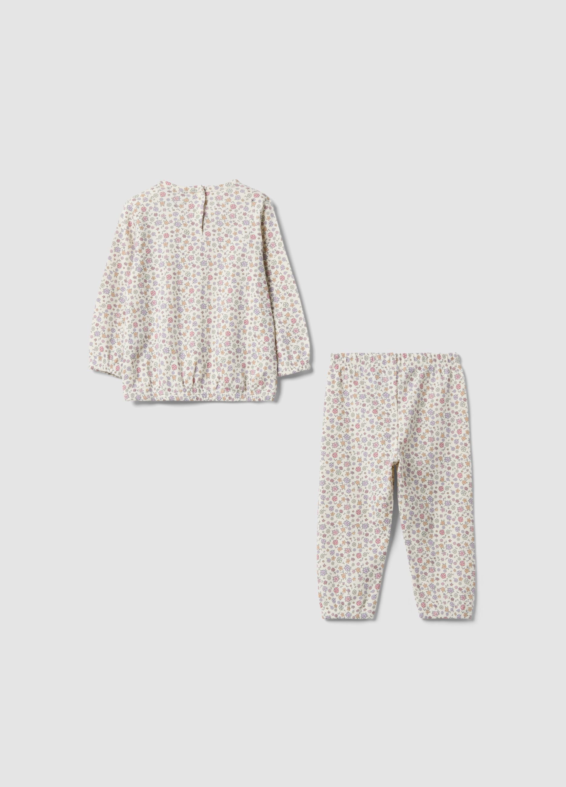 White floral pure organic cotton pyjamas for baby girl