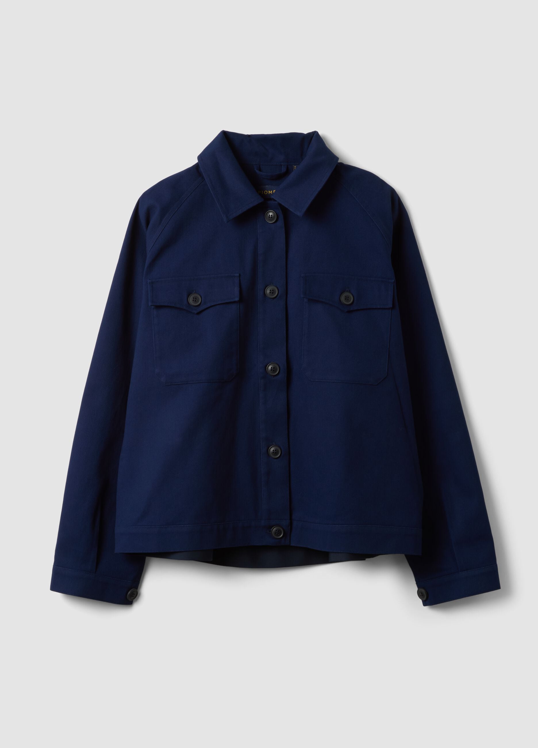 Blue pure cotton regular-fit shacket