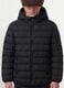 Black Ultralight padded hooded jacket with zip for boys_3