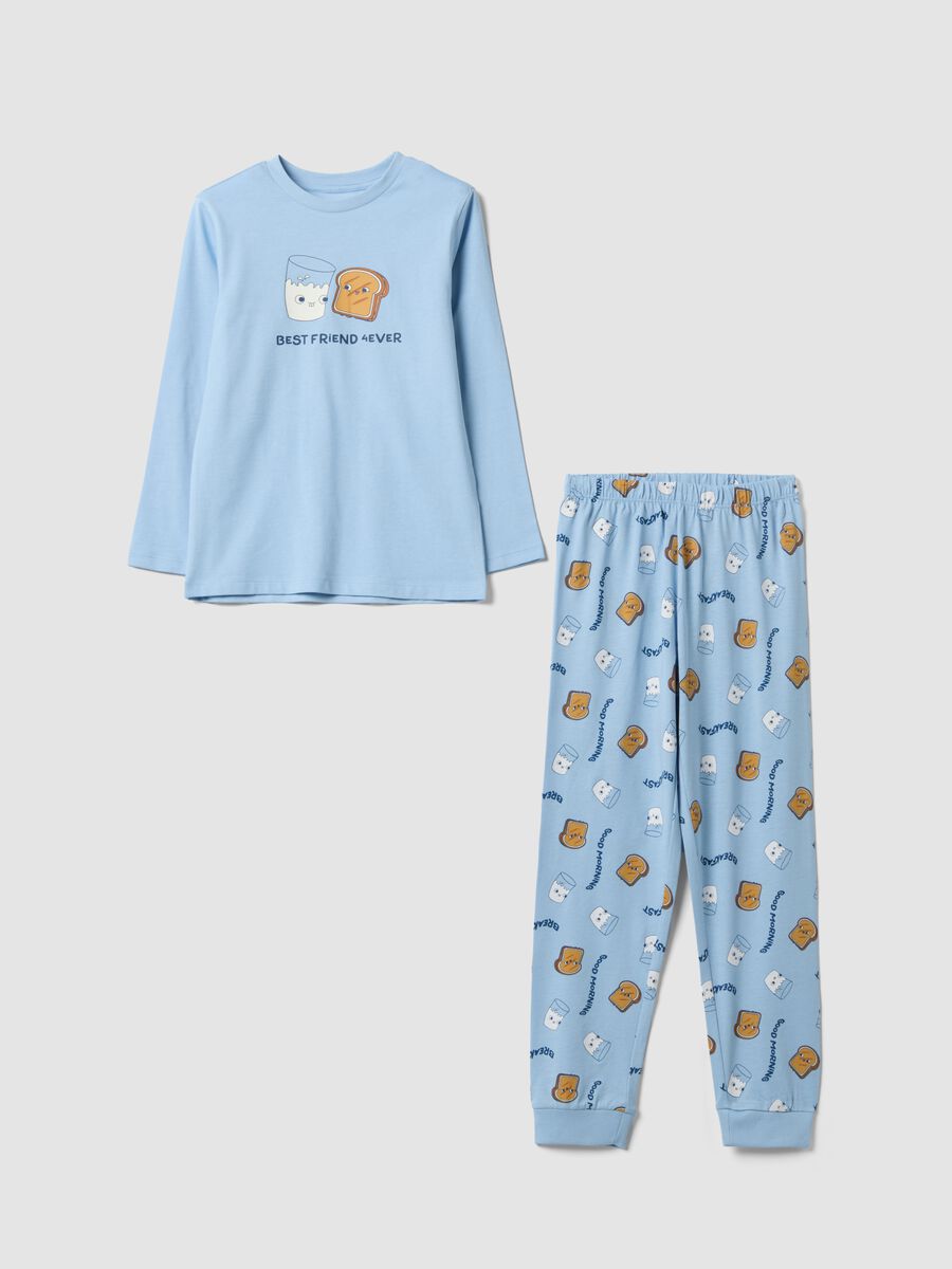 Light blue organic cotton pyjamas with "Best Friend 4 Ever" print_0