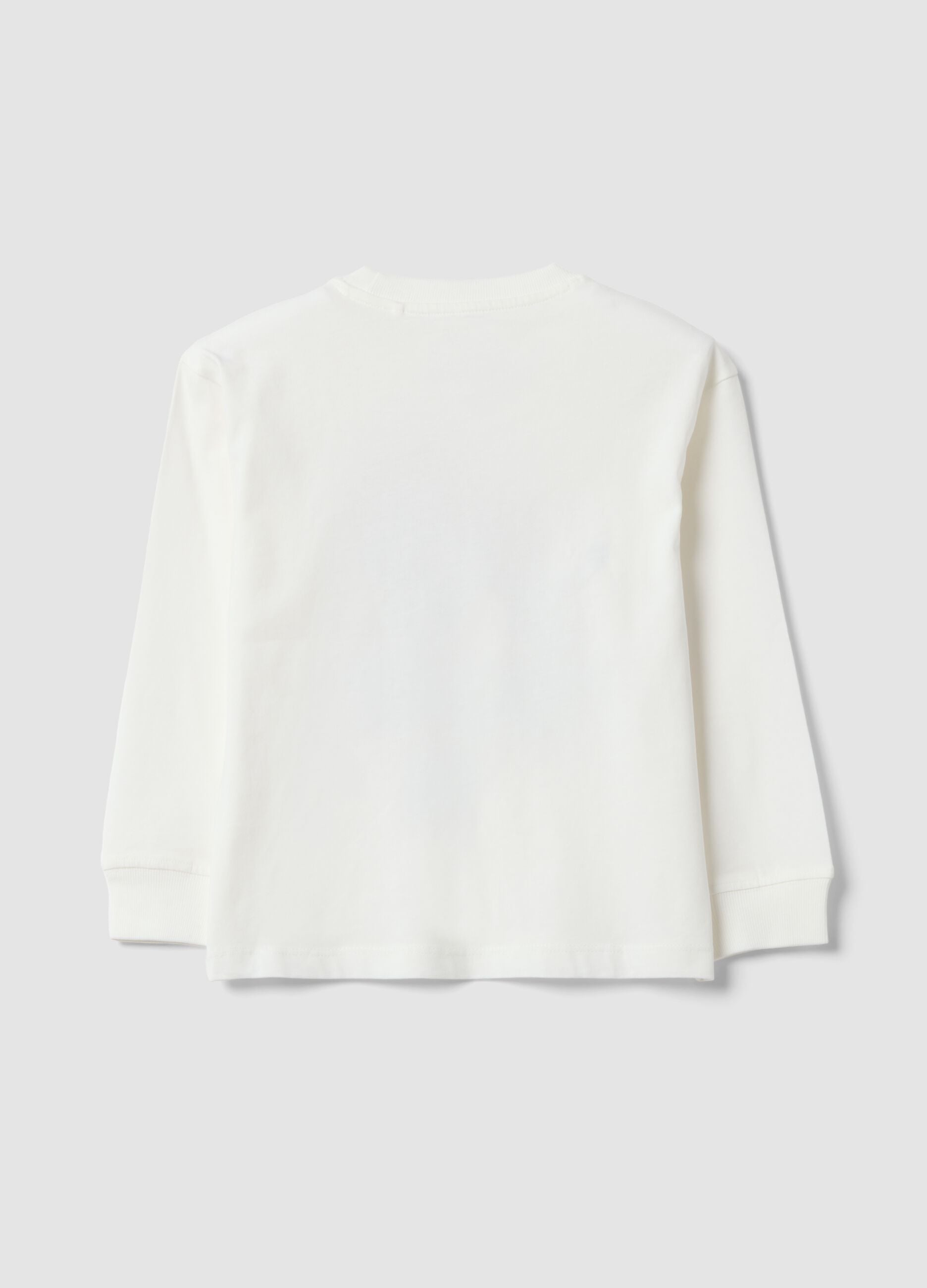 White pure cotton crew-neck T-shirt with Top Speed Driver print