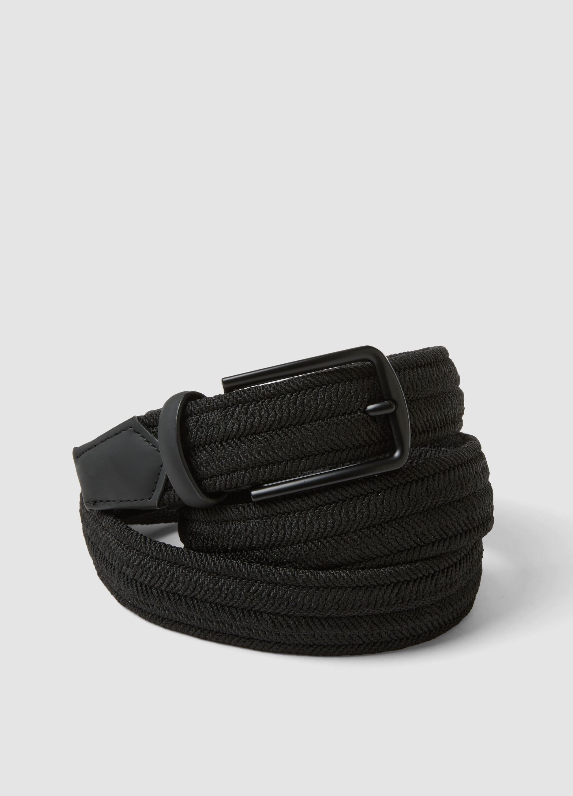 Braided black belt with matte buckle