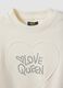 White pure cotton sweatshirt with rhinestone slogan and embroidered heart for girls_2