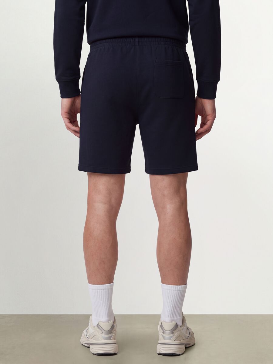 Blue cotton-blend shorts with elasticated waist, regular fit_3