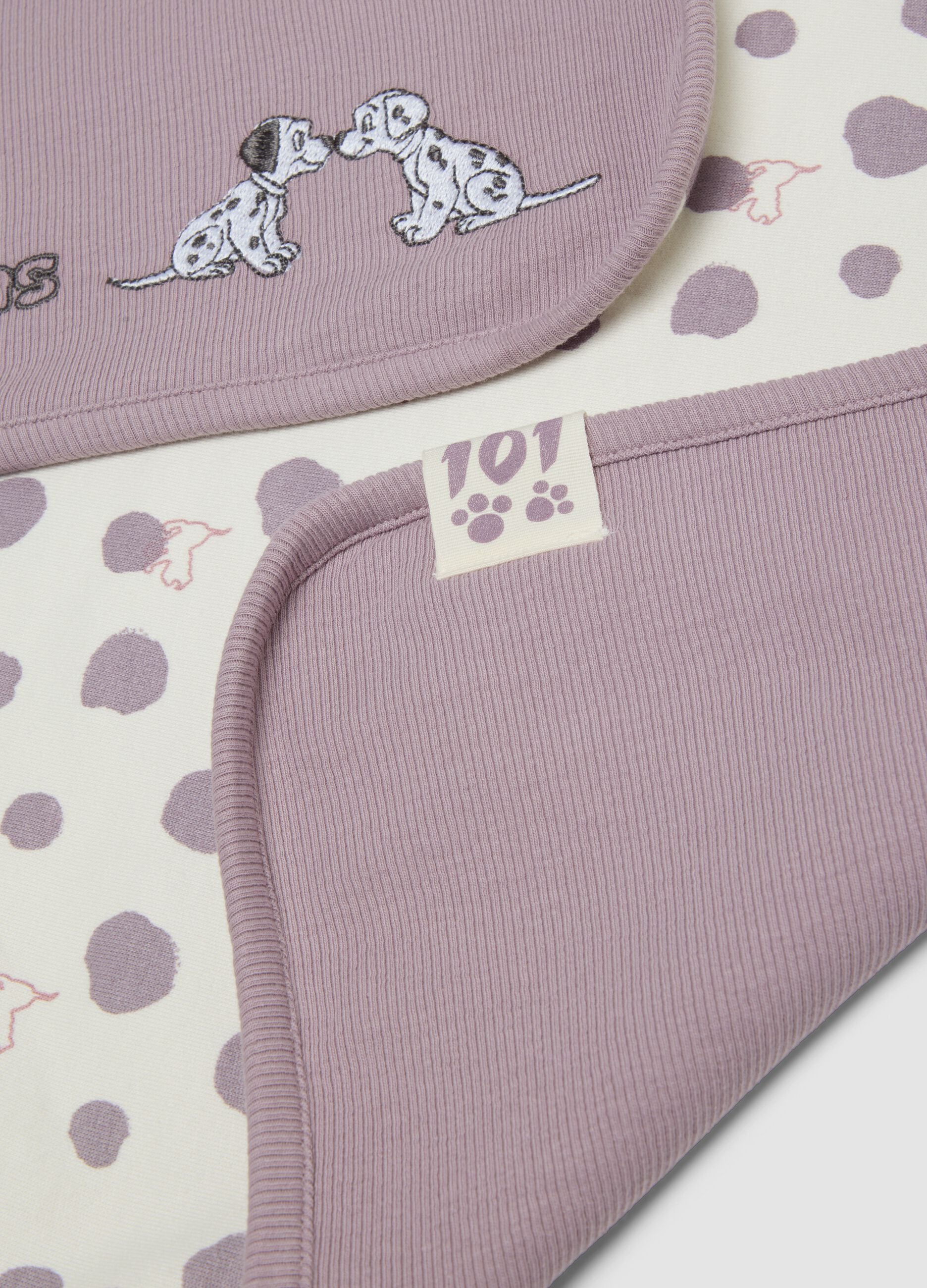Purple organic cotton baby girl blanket with 101 Dalmatians embroidery
