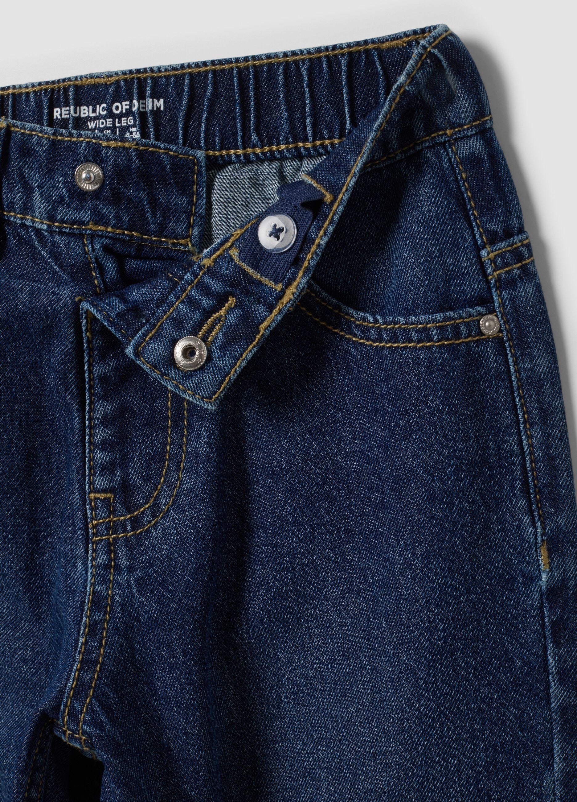 Dark blue pure cotton wide-leg jeans for boys