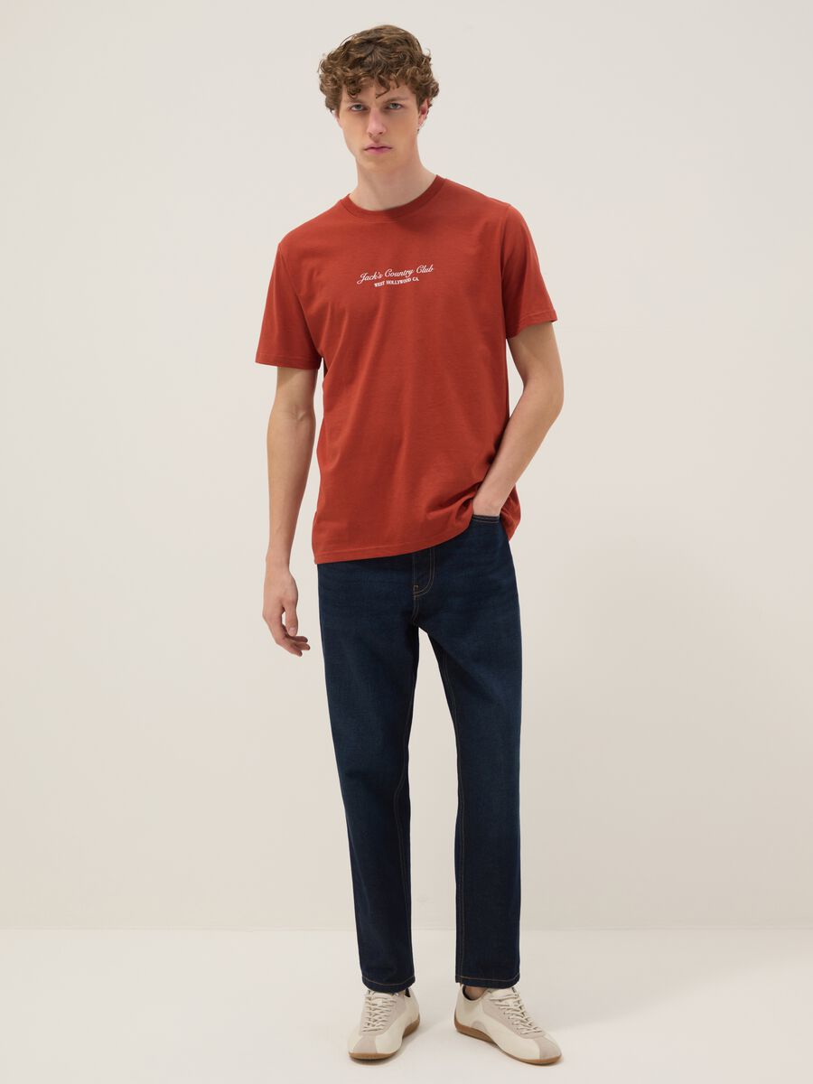 Red slogan T-shirt in pure cotton, regular fit_1