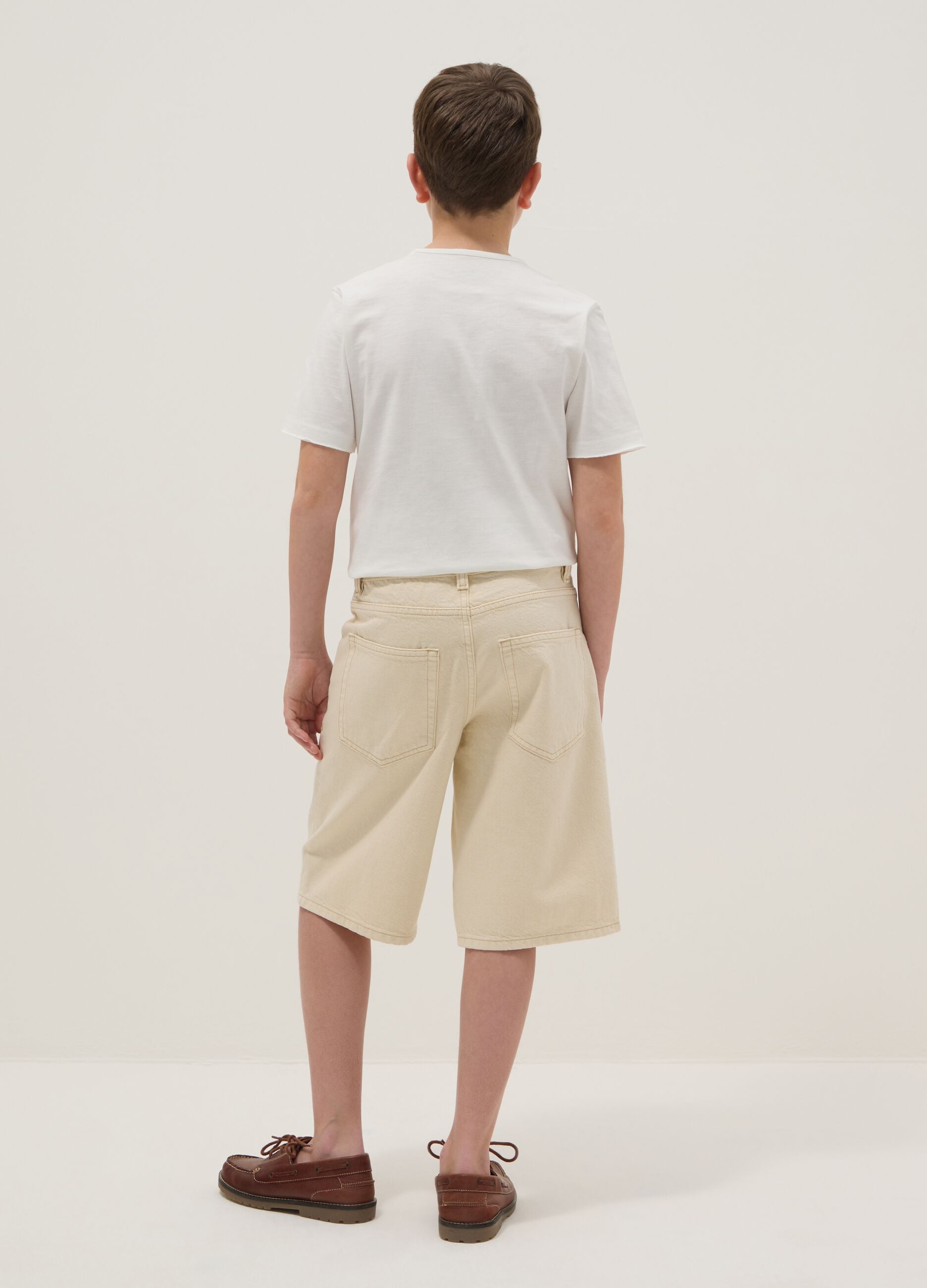 Boys' Beige Pure Cotton Baggy Shorts