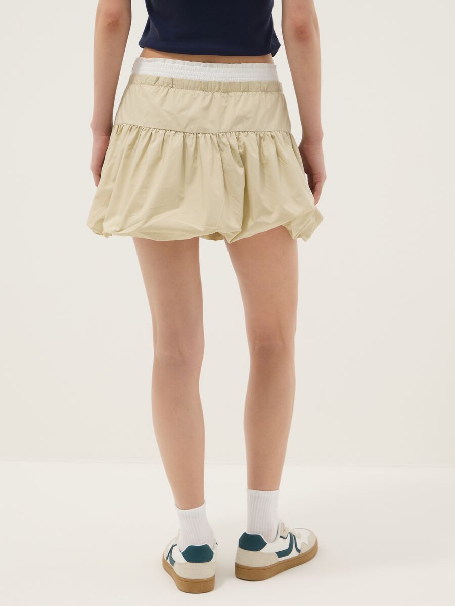 Pure cotton beige skirt with regular fit and ruched design_2