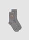 Grey organic stretch-cotton socks with embroidered detail_0