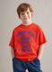 Red pure cotton oversized T-shirt for boys_0
