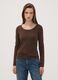 Brown stretch-viscose crew-neck slim-fit T-shirt_2
