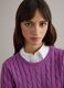 Purple pure cotton regular fit cable knit jumper_1