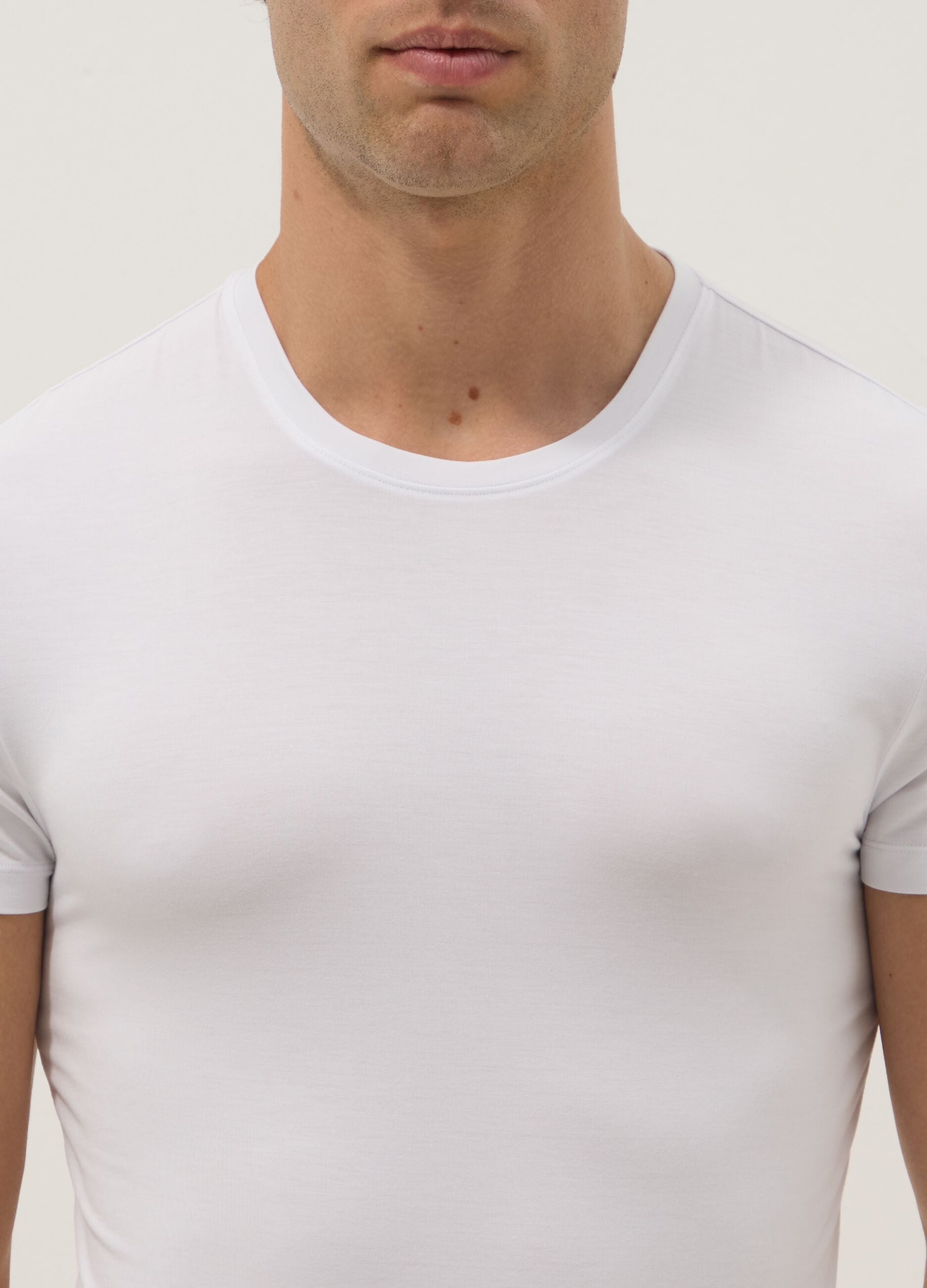 White stretch modal T-shirt, regular fit