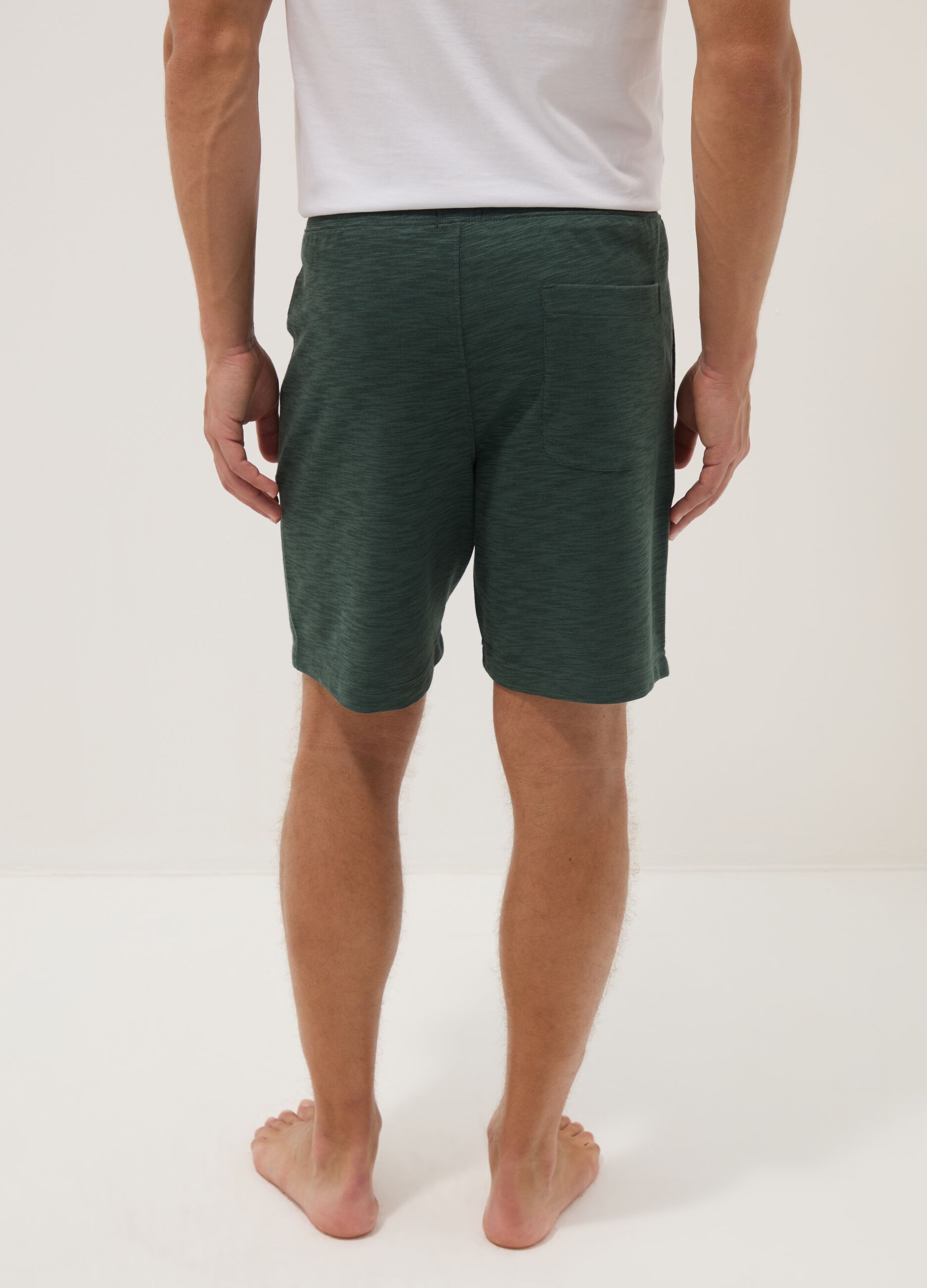 Green cotton-blend regular-fit pyjama shorts