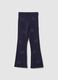 Girls' blue slim fit stretch cotton leggings with decorations_0