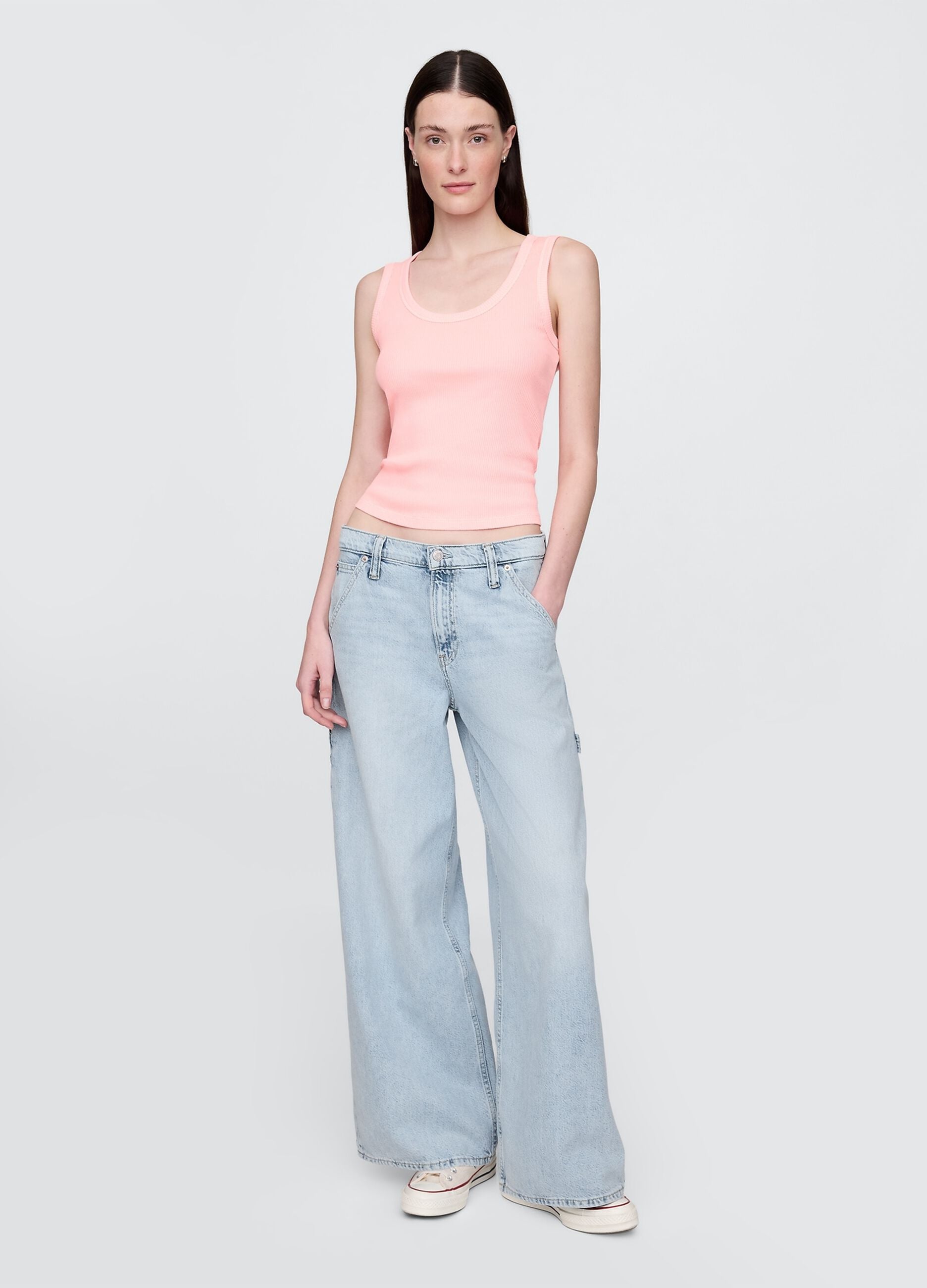 Wide Leg Jeans in Cotton and Lyocell Blend