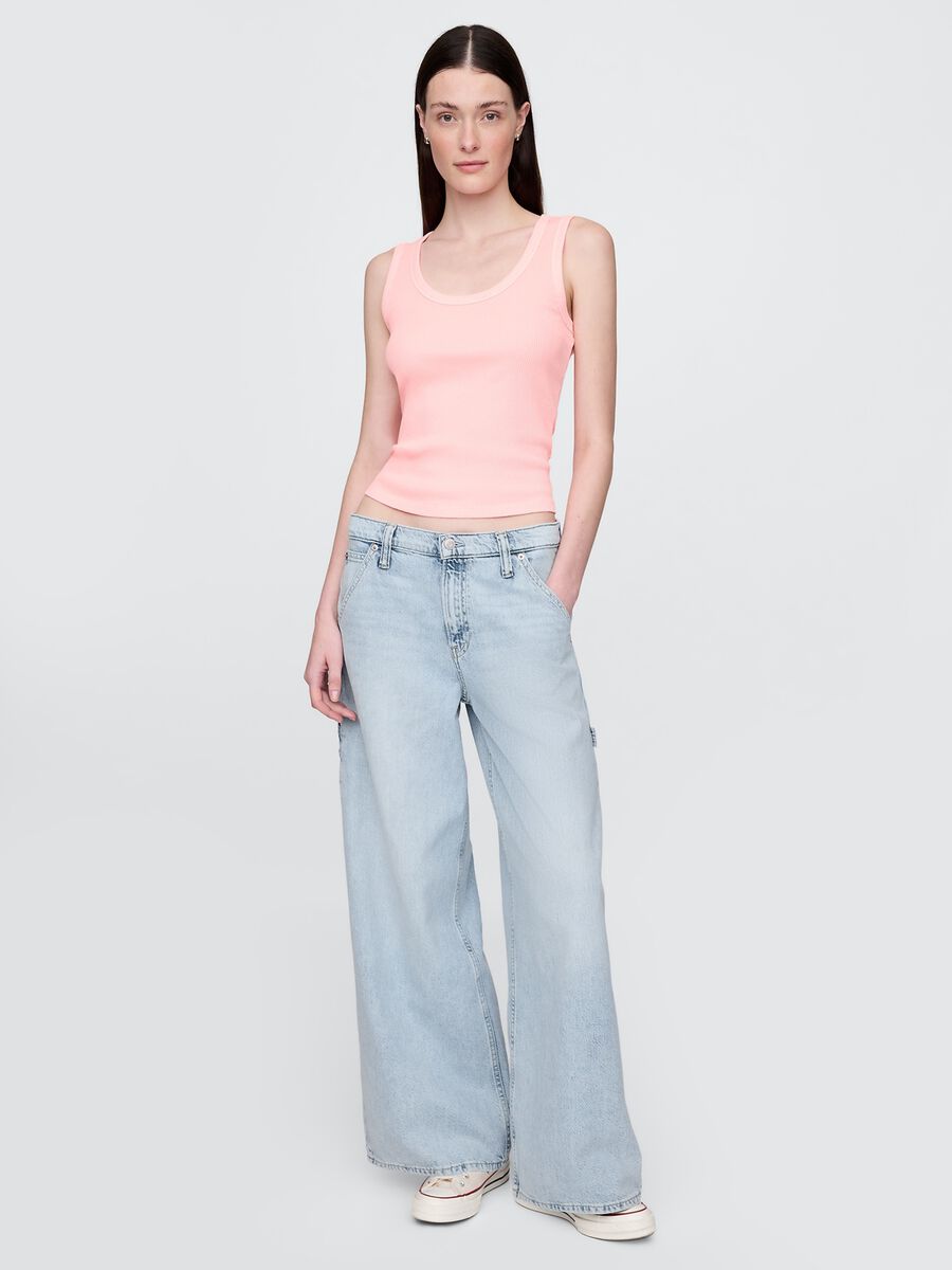 Wide Leg Jeans in Cotton and Lyocell Blend_0