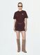 Brown relaxed-fit pure cotton T-shirt with embroidered slogan_0