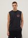 Black pure cotton regular-fit vest top with print_0