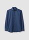 Blue pure cotton shirt with French collar, regular fit, easy iron_4