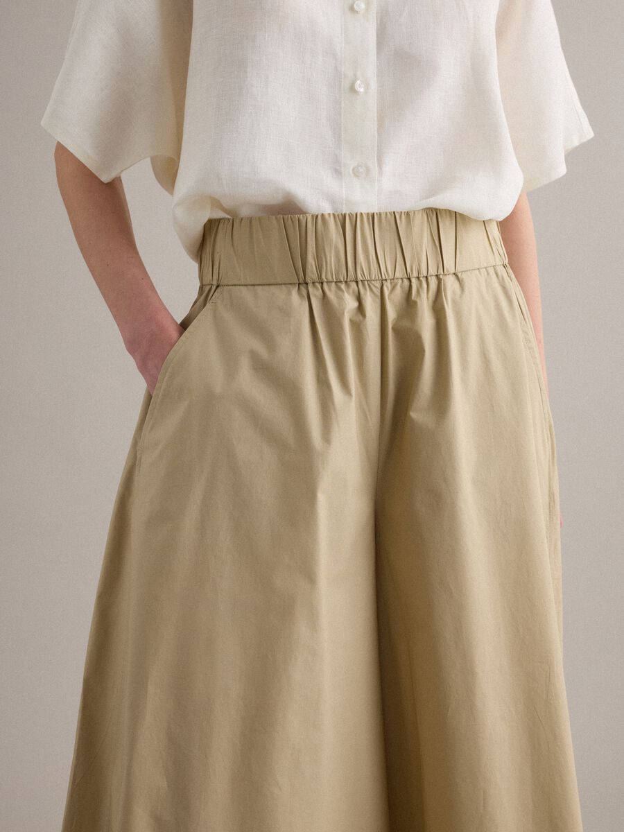 Beige long skirt in pure cotton_3