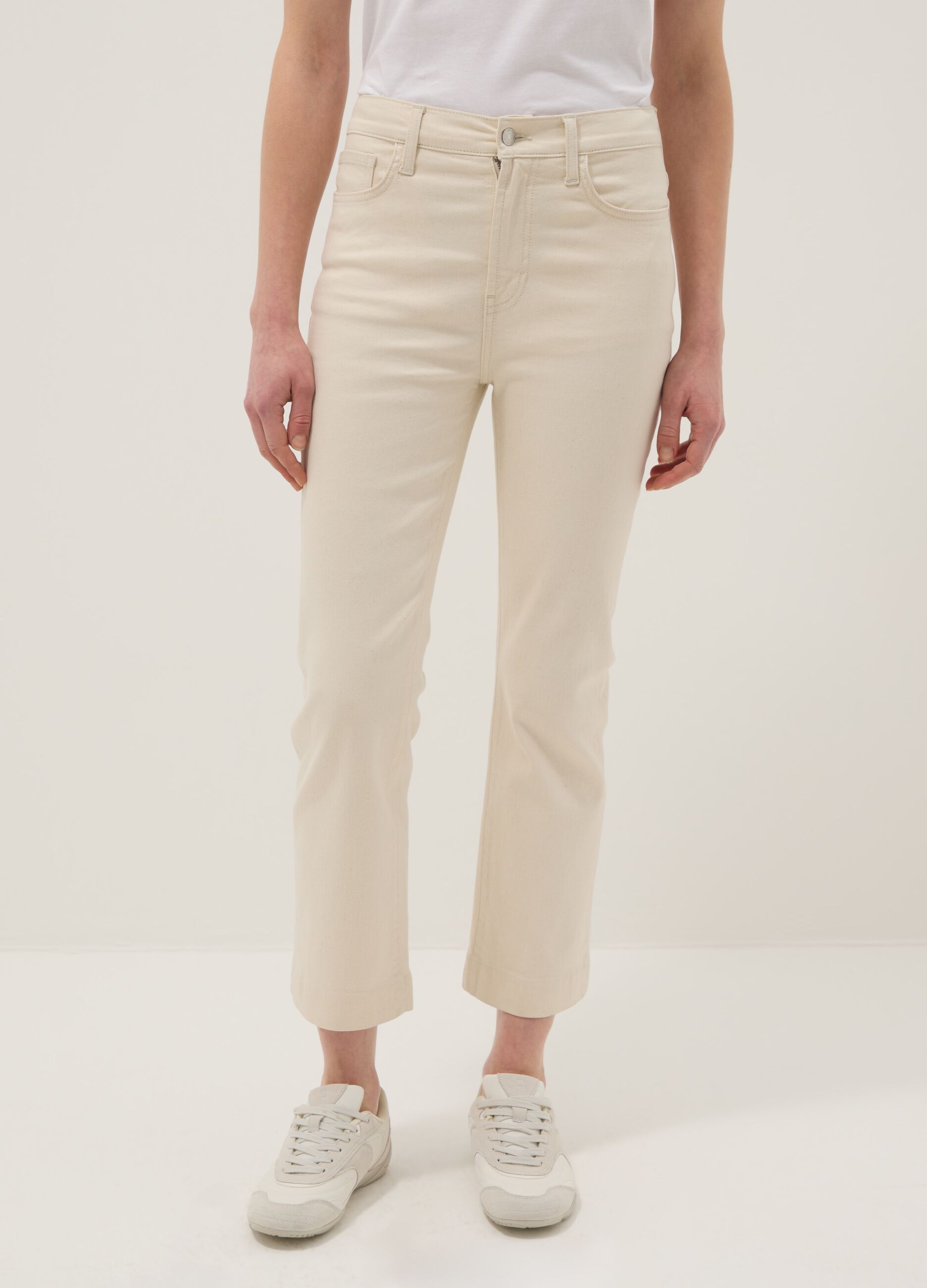 White Stretch Denim Cotton Bootcut Jeans