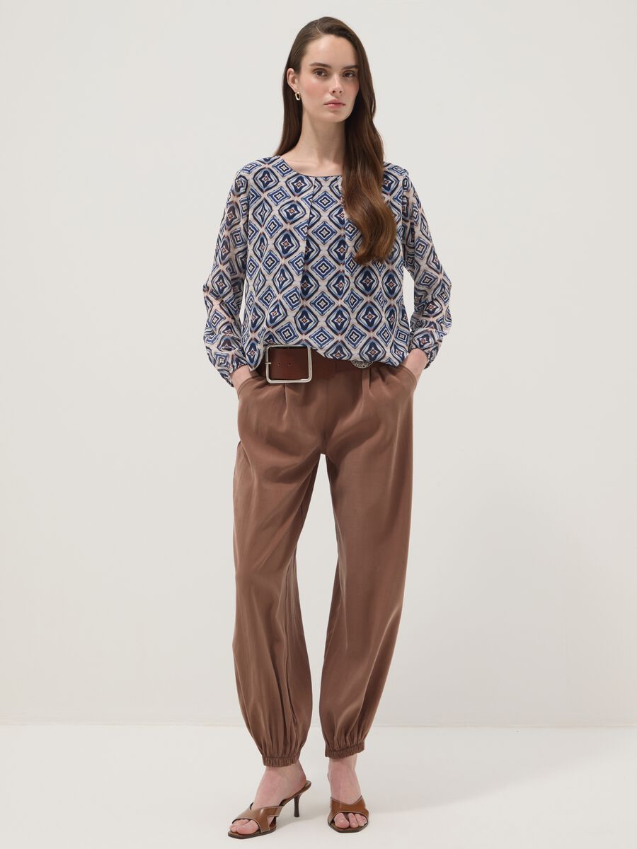 Multicoloured patterned blouse with long sleeves, regular fit_2