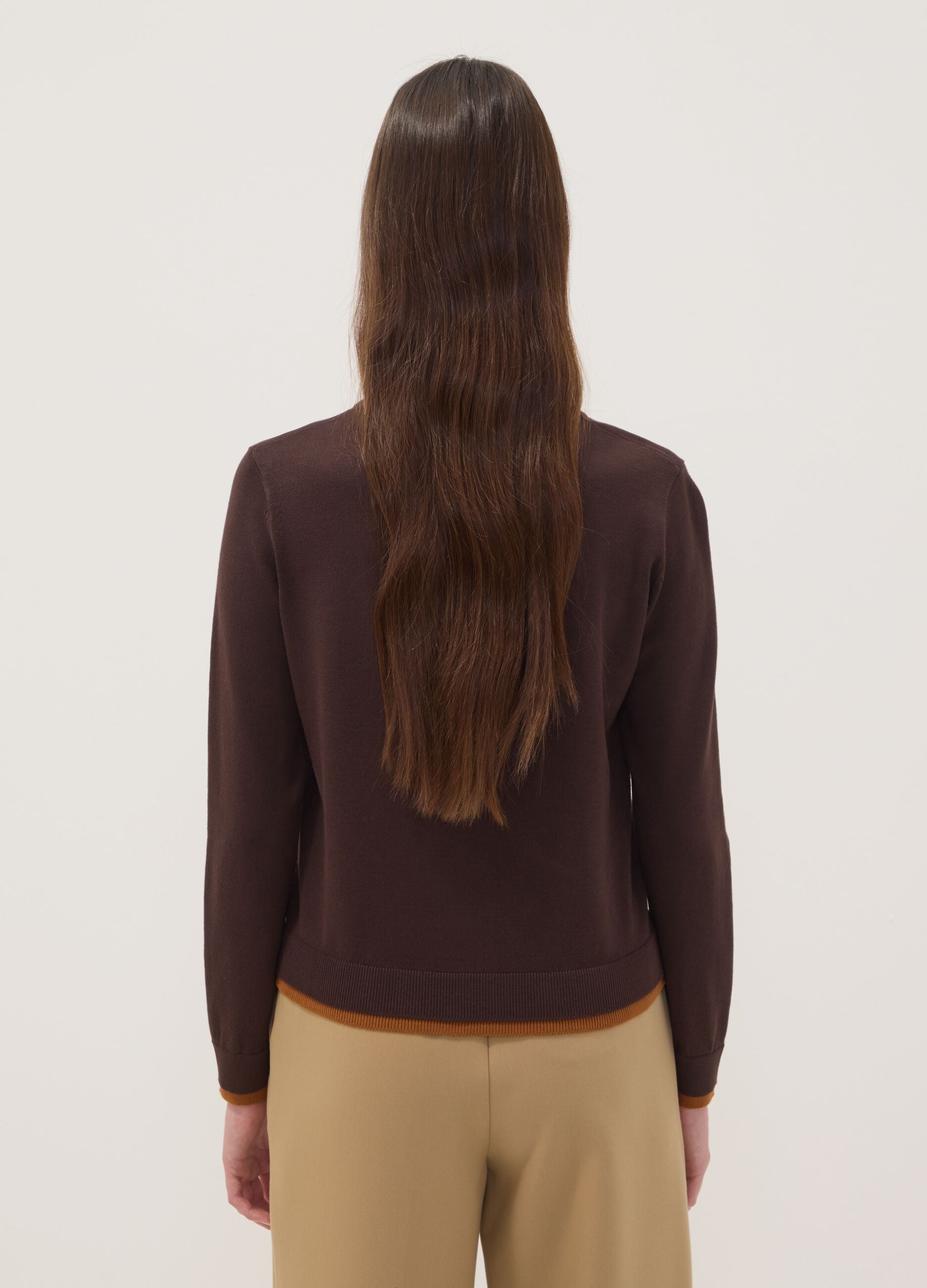 Brown long-sleeved viscose-blend cardigan