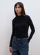 Black stretch viscose, silk and wool T-shirt with draping_2