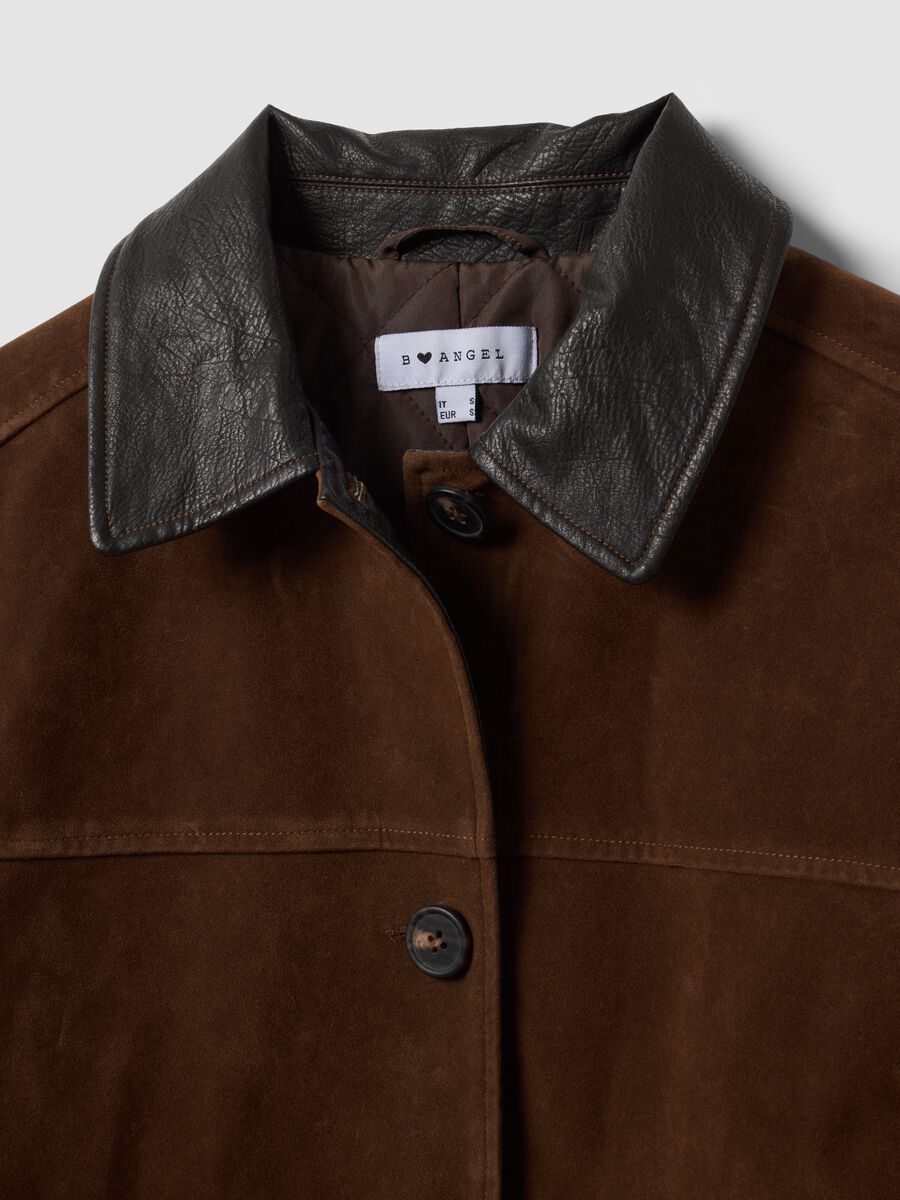 Brown regular-fit shacket with contrast collar_2