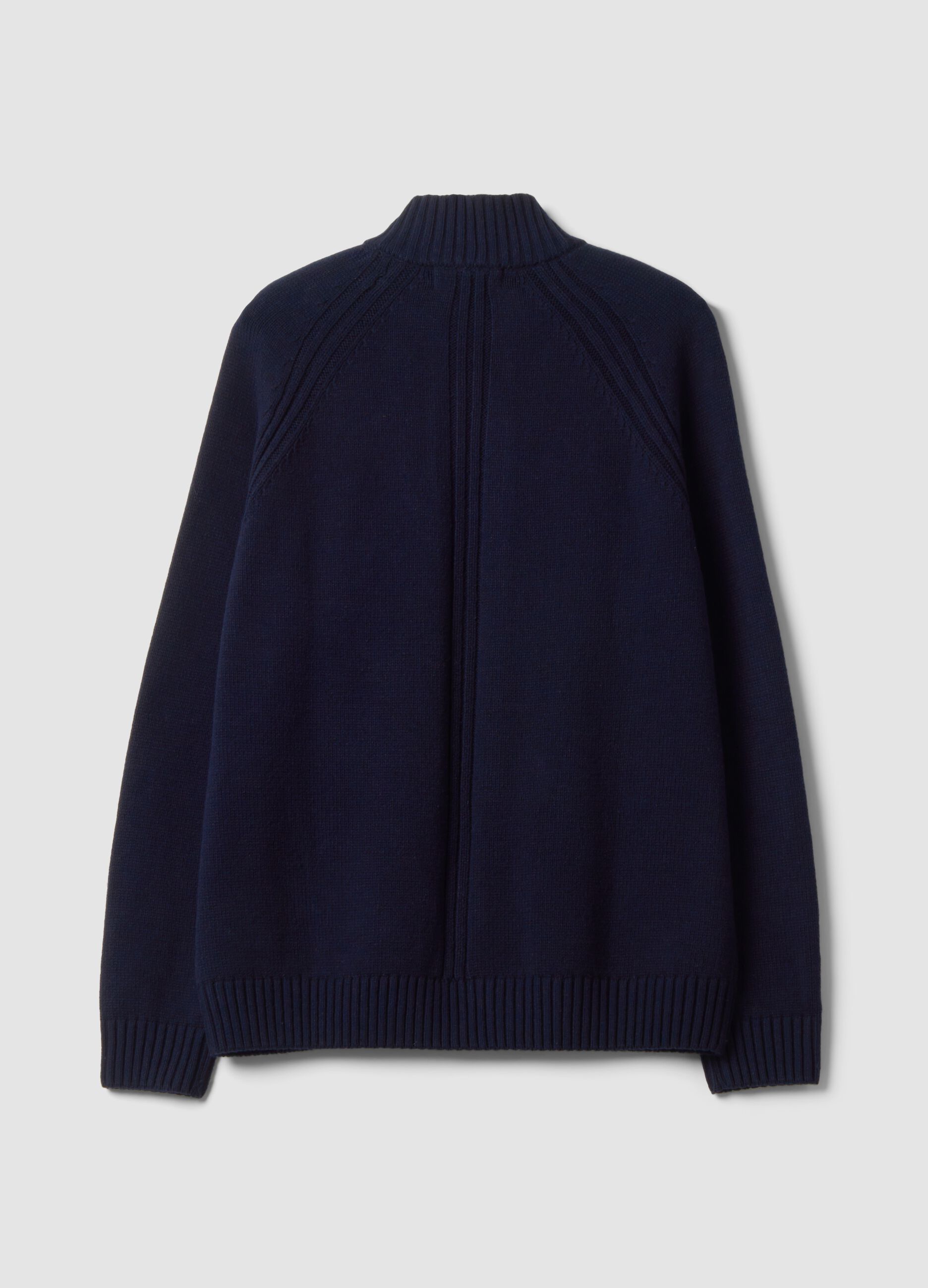 Blue cotton-blend cardigan with collar