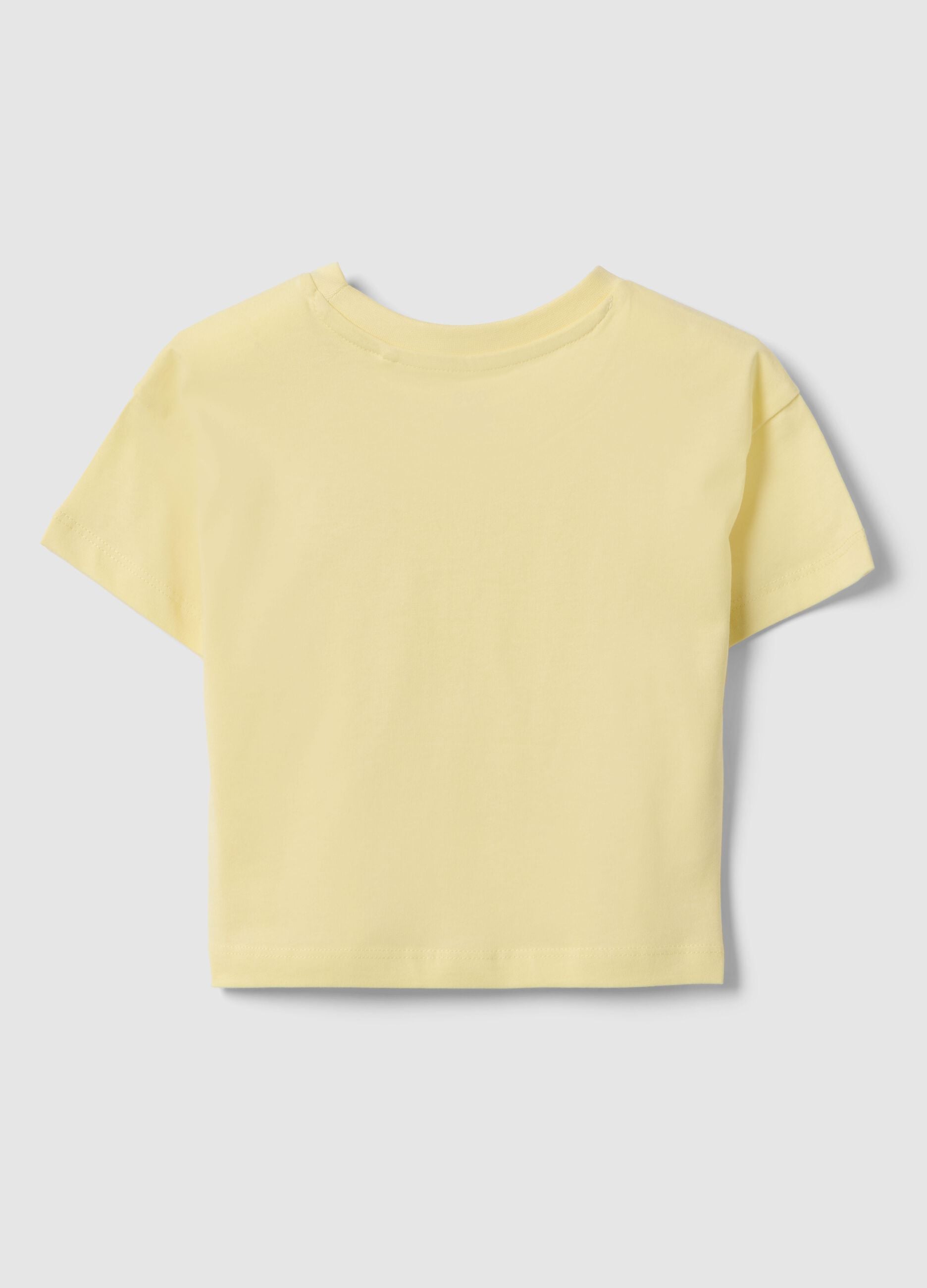 Girl's pure cotton boxy fit yellow t-shirt with star